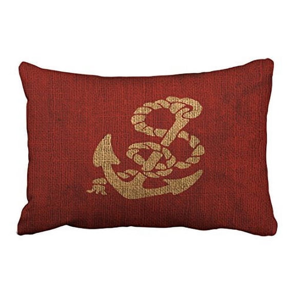 WinHome Rectangl Throw Pillow Covers Nautical Anchor And Rope In Rustic Red Pillowcases Polyester 20 x 30 Inch With Hidden Zipper Home Sofa Cushion Decorative Pillowcase
