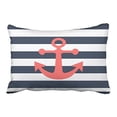 thumbnail image 1 of WinHome Rectangl Throw Pillow Covers Nautical Navy Blue Stripes Coral Anchor Pillowcases Polyester 20 x 30 Inch With Hidden Zipper Home Sofa Cushion Decorative Pillowcase, 1 of 1
