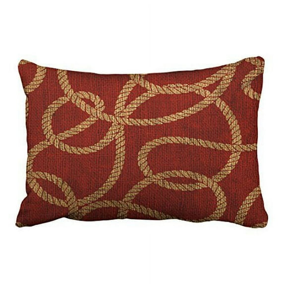 WinHome Rectangl Throw Pillow Covers Nautical Rope Red And Natural Pillowcases Polyester 20 x 30 Inch With Hidden Zipper Home Sofa Cushion Decorative Pillowcase
