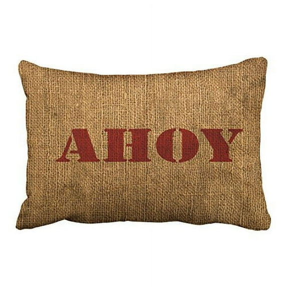 WinHome Rectangl Throw Pillow Covers Nautical Word Ahoy Red Simple Pattern Pillowcases Polyester 20 x 30 Inch With Hidden Zipper Home Sofa Cushion Decorative Pillowcase