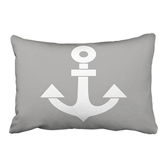 WinHome Rectangl Throw Pillow Covers Popular Chic Anchor In Gray And White Pillowcases Polyester 20 x 30 Inch With Hidden Zipper Home Sofa Cushion Decorative Pillowcase