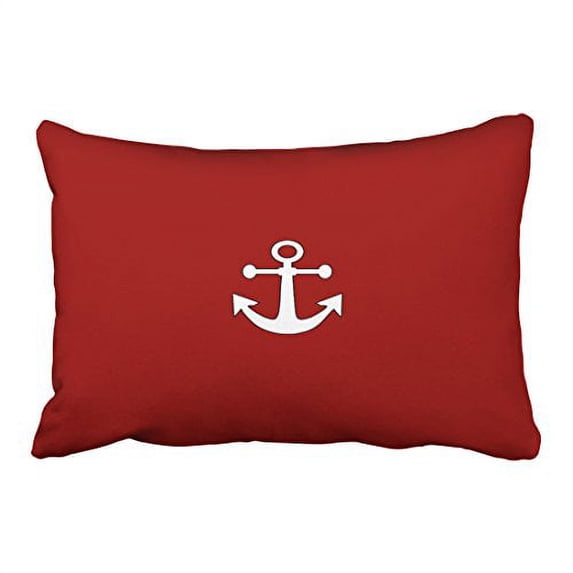 WinHome Rectangl Throw Pillow Covers Red Navy Reversible Anchor Nautical Pillowcases Polyester 20 x 30 Inch With Hidden Zipper Home Sofa Cushion Decorative Pillowcase