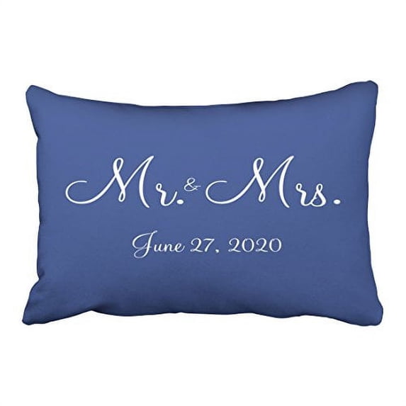 WinHome Rectangl Throw Pillow Covers Retro Mr And Mrs Blue Nautical Wedding Customizable Pillowcases Polyester 20 x 30 Inch With Hidden Zipper Home Sofa Cushion Decorative Pillowcase