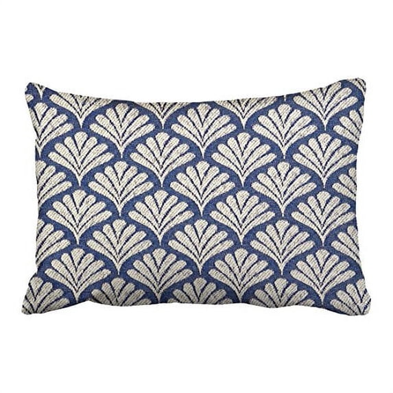 WinHome Rectangl Throw Pillow Covers Retro Nautical Blue And White Shell Filigree Print Pillowcases Polyester 20 x 30 Inch With Hidden Zipper Home Sofa Cushion Decorative Pillowcase