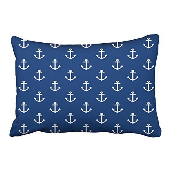 WinHome Rectangl Throw Pillow Covers Retro Navy Blue Nautical Anchor Pattern Simple Pattern Pillowcases Polyester 20 x 30 Inch With Hidden Zipper Home Sofa Cushion Decorative Pillowcase