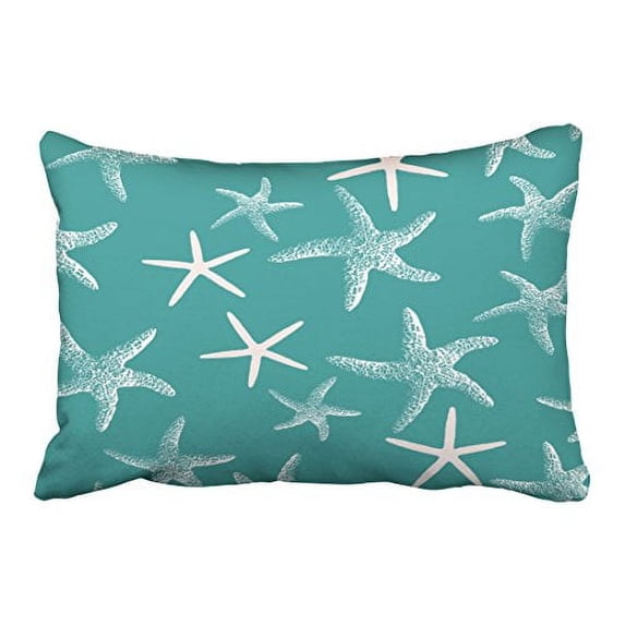 WinHome Rectangl Throw Pillow Covers Teal Starfish Pattern Simple Pattern Pillowcases Polyester 20 x 30 Inch With Hidden Zipper Home Sofa Cushion Decorative Pillowcase