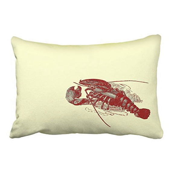 WinHome Rectangl Throw Pillow Covers Vintage Fashion Lobster Simple Pattern Pillowcases Polyester 20 x 30 Inch With Hidden Zipper Home Sofa Cushion Decorative Pillowcase