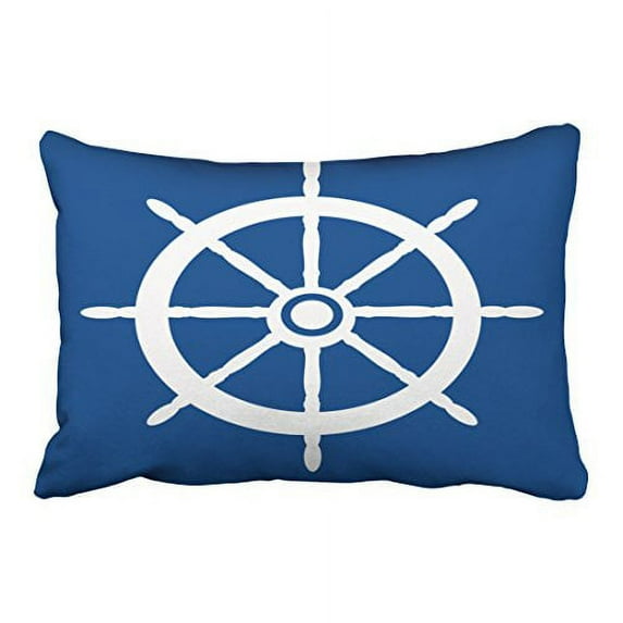 WinHome Rectangl Throw Pillow Covers Vintage Nautical Boat Wheel Reversible Pillowcases Polyester 20 x 30 Inch With Hidden Zipper Home Sofa Cushion Decorative Pillowcase