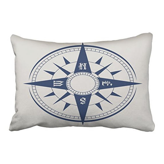 WinHome Rectangl Throw Pillow Covers Vintage Nautical Compass Pillowcases Polyester 20 x 30 Inch With Hidden Zipper Home Sofa Cushion Decorative Pillowcase