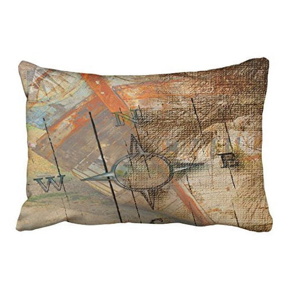 WinHome Rectangl Throw Pillow Covers Vintage Nautical Shipwreck Pillowcases Polyester 20 x 30 Inch With Hidden Zipper Home Sofa Cushion Decorative Pillowcase