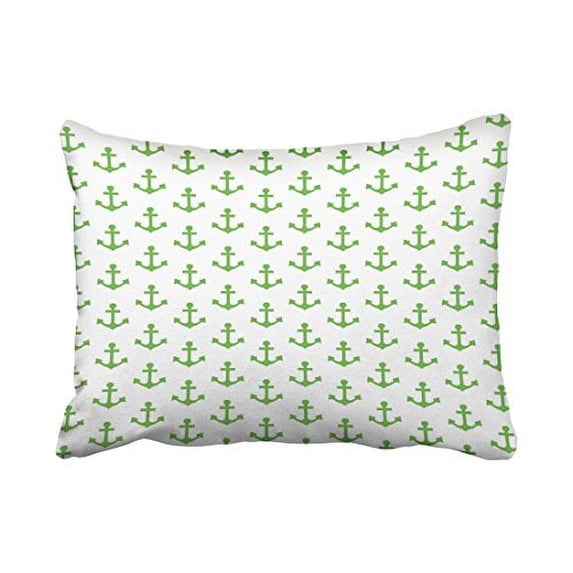 WinHome Rectangle Throw Pillow Covers Anchors Pattern Nautical Lime Green White Sail Pillowcases Polyester 20 x 30 Inch With Hidden Zipper Home Sofa Cushion Decorative Pillowcase