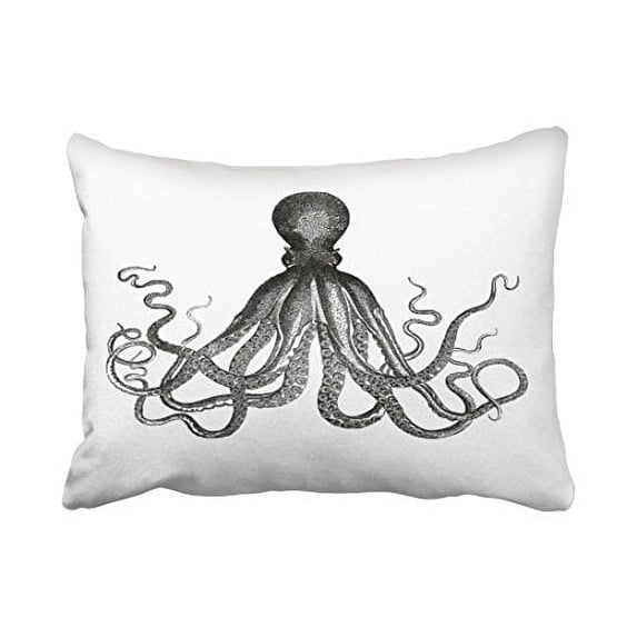 WinHome Rectangle Throw Pillow Covers Chic Vintage Antique Nautical Steampunk Octopus Vintage Kraken Pillowcases Polyester 20 x 30 Inch With Hidden Zipper Home Sofa Cushion Decorative Pillowcase
