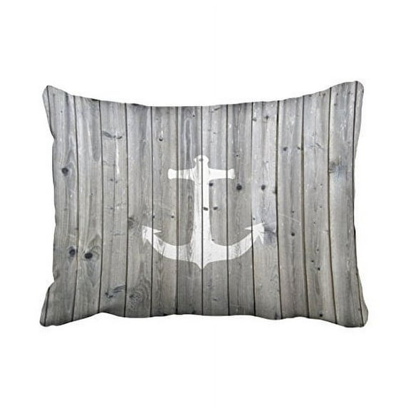 WinHome Rectangle Throw Pillow Covers Hipster Vintage White Nautical Anchor On Gray Wood Pillowcases Polyester 20 x 30 Inch With Hidden Zipper Home Sofa Cushion Decorative Pillowcase
