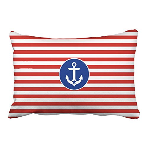 WinHome Rectangl Throw Pillow Covers Popular Vintage Nautical Anchor Striped Pillowcases Polyester 20 x 30 Inch With Hidden Zipper Home Sofa Cushion Decorative Pillowcase