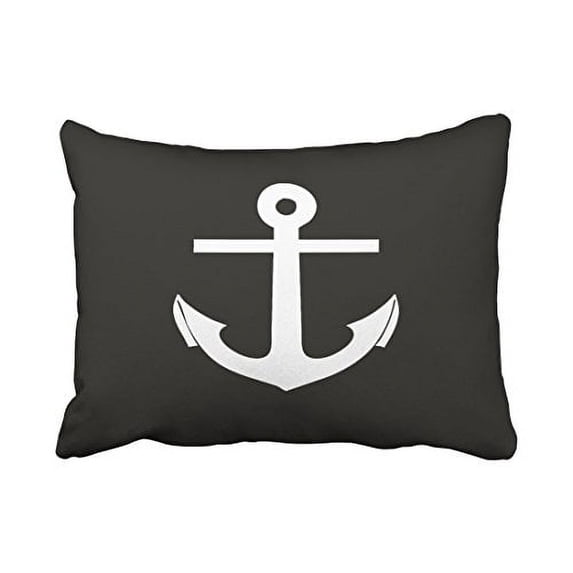 WinHome Rectangle Throw Pillow Covers Vintage Black And White Anchor Nautical Pillowcases Polyester 20 x 30 Inch With Hidden Zipper Home Sofa Cushion Decorative Pillowcase