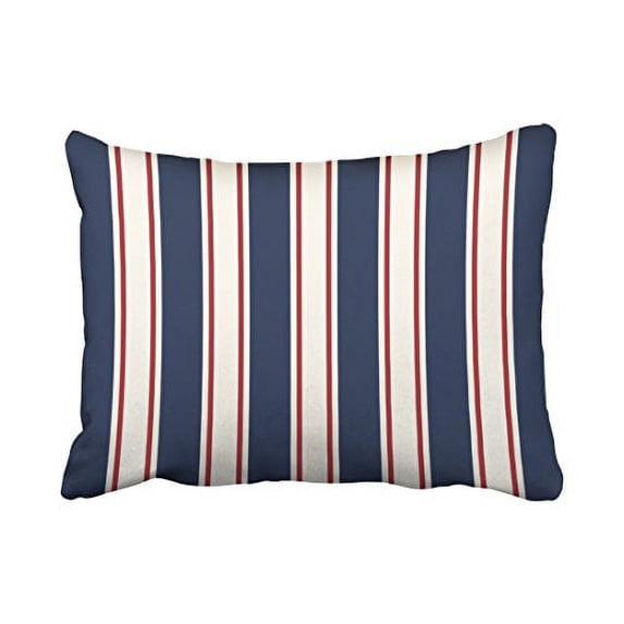 WinHome Rectangle Throw Pillow Covers Vintage Blue Red And Cream Vertical Cabana Stripe Pillowcases Polyester 20 x 30 Inch With Hidden Zipper Home Sofa Cushion Decorative Pillowcase