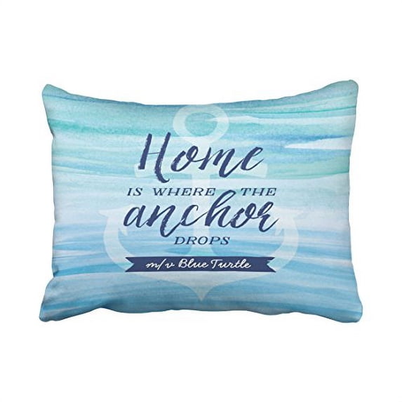 WinHome Rectangle Throw Pillow Covers Vintage Home Is Where The Anchor Drops Personalized Customizable Pillowcases Polyester 20 x 30 Inch With Hidden Zipper Home Sofa Cushion Decorative Pillowcase