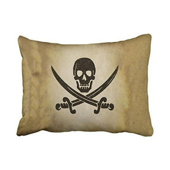 WinHome Rectangle Throw Pillow Covers Vintage Jolly Roger Pirate Flag Pillowcases Polyester 20 x 30 Inch With Hidden Zipper Home Sofa Cushion Decorative Pillowcase