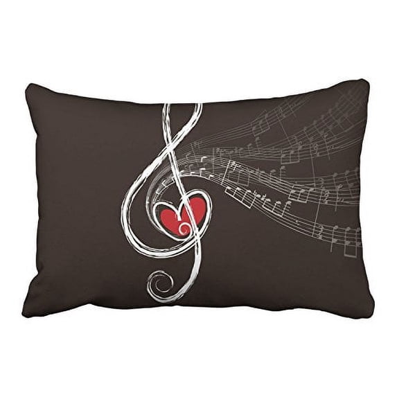 WinHome Red Heart Love Notes With Black Decorative Pillowcases With Hidden Zipper Decor Cushion Covers Two Side 20x30 inches