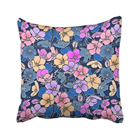 WinHome Retro Flowers Colorful Floral Pillow Cover With Hidden Zipper Decor Cushion Two Sides 20x20 inches