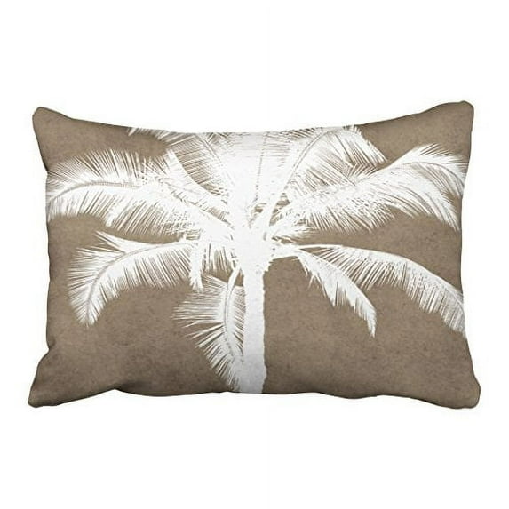 WinHome Retro Hawaiian Tropical Palm Tree Silhouette White Vintage Simple Popular Polyester 20 x 30 Inch Rectangle Throw Pillow Covers With Hidden Zipper Home Sofa Cushion Decorative Pillowcases