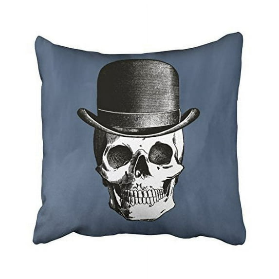 WinHome Retro Skull Head With Hat Abstract Traditional Popular Funny Lovely Polyester 18 x 18 Inch Square Throw Pillow Covers With Hidden Zipper Home Sofa Cushion Decorative Pillowcases