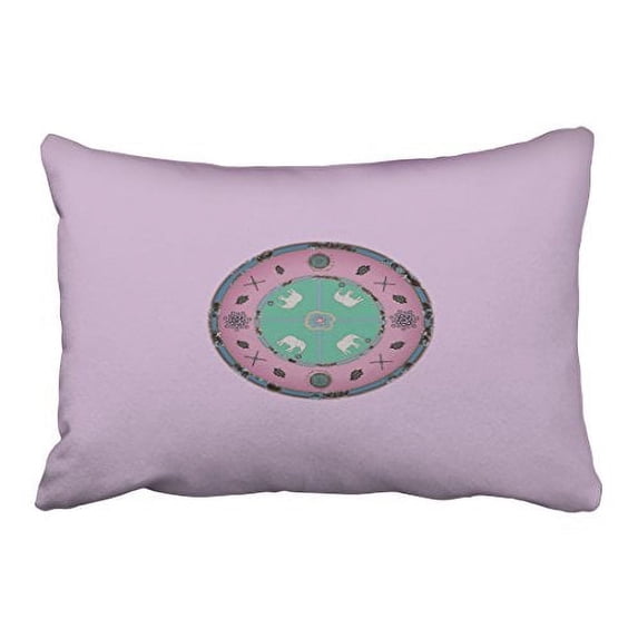 WinHome Round Purple Elephants Custom Polyester 20 x 30 Inch Rectangle Throw Pillow Covers With Hidden Zipper Home Sofa Cushion Decorative Pillowcases