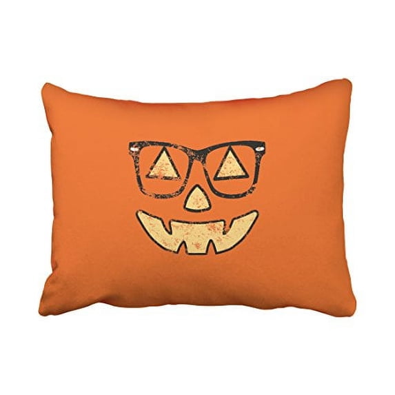 WinHome Shabby Chic Vintage Popular Happy Halloween Lantern With Glasses Pattern Polyester 20 x 30 Inch Rectangle Throw Pillow Covers With Hidden Zipper Home Sofa Cushion Decorative Pillowcases