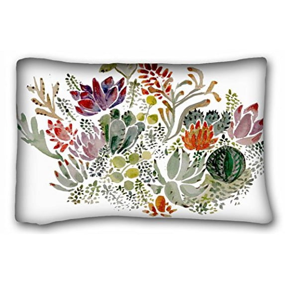 WinHome Simple Design Cheap Pillowcases Succulents Pillow Case Cases Cover Cushion Covers Square Sofa Size 20x30 Inches Two Side