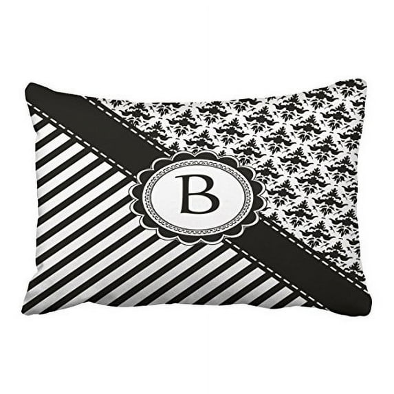 WinHome Simple Fashion Elegant Black And White Retro Stripes Pattern Polyester 20 x 30 Inch Rectangle Throw Pillow Covers With Hidden Zipper Home Sofa Cushion Decorative Pillowcases