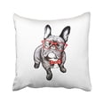 thumbnail image 1 of WinHome Sketch Cute Black French Bulldog In Red Glass And Butterfly Bow Tie Decorative Pillowcases With Hidden Zipper Decor Cushion Covers Two Sides 18x18 inches, 1 of 1