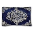 thumbnail image 1 of WinHome Square Pillow Case Cases Cover Cushion Covers Cream Floral Moroccan Pattern On Deep Indigo Ink Sofa Size 20x30 Inches Two Side, 1 of 1