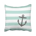 thumbnail image 1 of WinHome Square Throw Pillow Covers Mint Gray Nautical Stripes And Cute Anchor Pillowcases Polyester 18 X 18 Inch With Hidden Zipper Home Sofa Cushion Decorative Pillowcase, 1 of 1