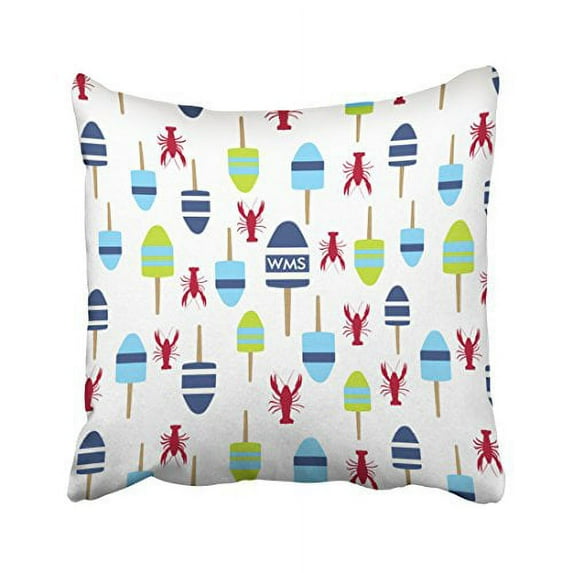 WinHome Square Throw Pillow Covers Nautical Theme Buoy And Lobster Monogram Customizablemed Decorative Pillowcases Polyester 18 X 18 Inch With Hidden Zipper Home Sofa Cushion Decorative Pillowcase