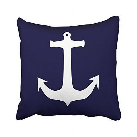 WinHome Square Throw Pillow Covers Navy Anchor Nautical Simple Pattern Pillowcases Polyester 18 X 18 Inch With Hidden Zipper Home Sofa Cushion Decorative Pillowcase