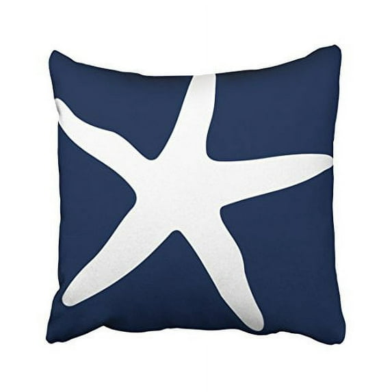 WinHome Square Throw Pillow Covers Navy Blue and White Starfish Simple Pattern Pillowcases Polyester 18 X 18 Inch with Hidden Zipper Home Sofa Cushion Decorative Pillowcase