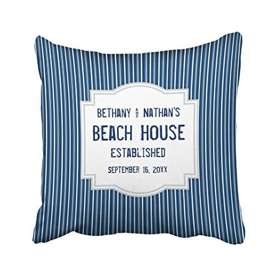 WinHome Square Throw Pillow Covers Retro Blue Beach Theme With Stripes Customizable Pillowcases Polyester 18 X 18 Inch With Hidden Zipper Home Sofa Cushion Decorative Pillowcase