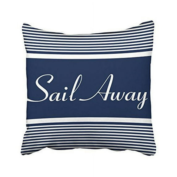 WinHome Square Throw Pillow Covers Retro Navy Blue Striped Nautical Sail Away Customizable Pillowcases Polyester 18 X 18 Inch With Hidden Zipper Home Sofa Cushion Decorative Pillowcase