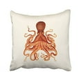 thumbnail image 1 of WinHome Square Throw Pillow Covers Retro Orange Octopus Illustration On Cream Pillowcases Polyester 18 X 18 Inch With Hidden Zipper Home Sofa Cushion Decorative Pillowcase, 1 of 1