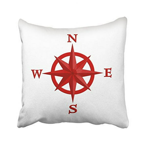 WinHome Square Throw Pillow Covers Vintage Compass Rose Deep Red And White Pillowcases Polyester 18 X 18 Inch With Hidden Zipper Home Sofa Cushion Decorative Pillowcase