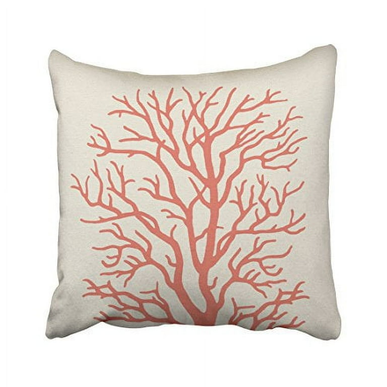 WinHome Square Throw Pillow Covers Vintage Coral Tree Nautical In Coral Pink Pillowcases Polyester 18 X 18 Inch With Hidden Zipper Home Sofa Cushion