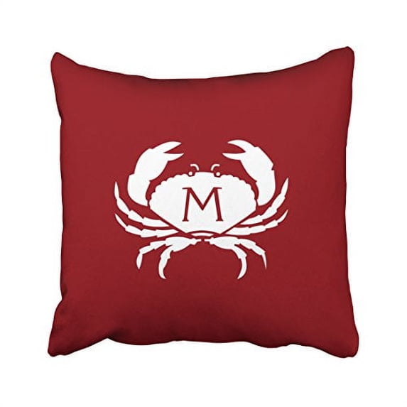 WinHome Square Throw Pillow Covers Vintage Two Sided Nautical Red Crab Monogram Pillowcases Polyester 18 X 18 Inch With Hidden Zipper Home Sofa Cushion Decorative Pillowcase