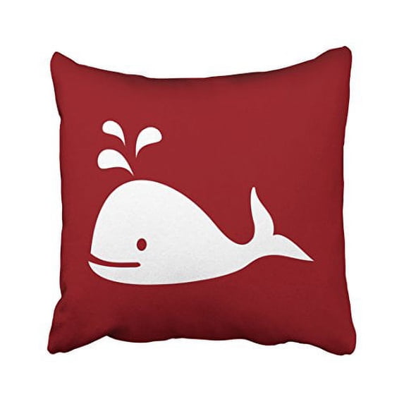 WinHome Square Throw Pillow Covers Whale Nautical In Crimson Red White Pillowcases Polyester 18 X 18 Inch With Hidden Zipper Home Sofa Cushion Decorative Pillowcase