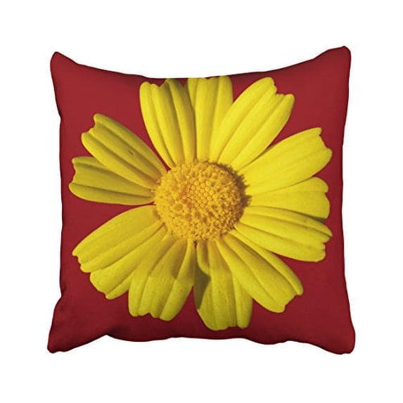WinHome Sunny Yellow Chamomile Polyester 18 x 18 Inch Square Throw Pillow Covers With Hidden Zipper Home Sofa Cushion Decorative Pillowcases