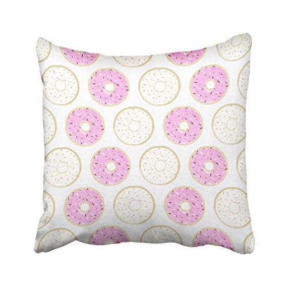 WinHome Sweet Pink And White Donuts Drawing Pillow Cover With Hidden Zipper Decor Cushion Two Sides 20x20 inches