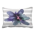 thumbnail image 1 of WinHome Teal And Grey Striped Watercolor Floral Polyester 20 x 30 Inch Rectangle Throw Pillow Covers With Hidden Zipper Home Sofa Cushion Decorative Pillowcases, 1 of 1