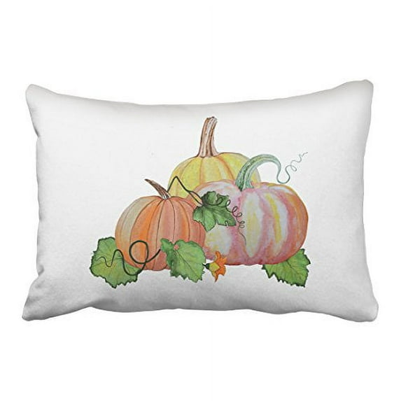 WinHome Thanksgiving Pumpkins Harvest Watercolor Decorative Pillow Cover With Hidden Zipper Decor Cushion Two Side 20x30 inches