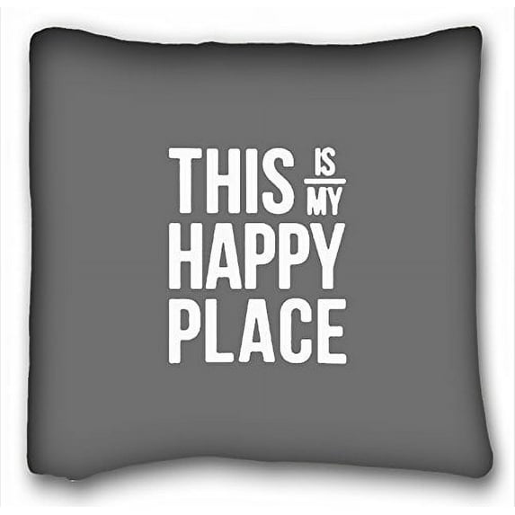 WinHome This Is My Happy Place Throw Pillow This Is My Happy Place Cushion Grey Typography Pillow Cover Size 20x20 inches Two Side Print