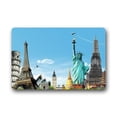 thumbnail image 1 of WinHome Travelling Landmarks And Statue Of Liberty Doormat Floor Mats Rugs Outdoors/Indoor Doormat Size 30x18 inches, 1 of 1