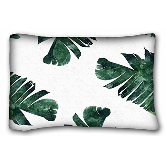 WinHome Tropical Banana Leaf Watercolor Pattern Pillow Cover Outdoor Pillow Case Square Green Accent Cushion Cover Sofa Size 20x30 Inches Two Side